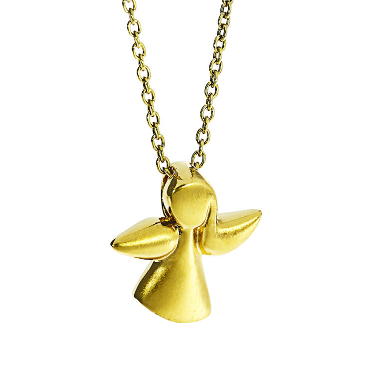 Guardian angel midi 12 mm silver yellow gold plated incl. anchor chain 42 cm