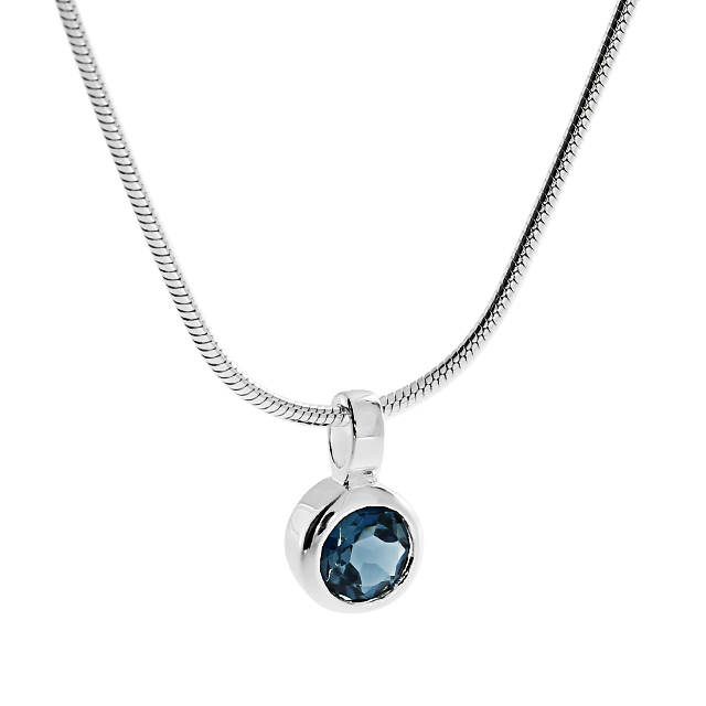 Anhänger Silber blauer Topas 5 mm rund fac