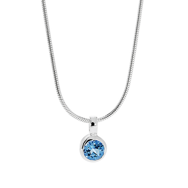 Anhänger Silber blauer Topas 5 mm rund fac