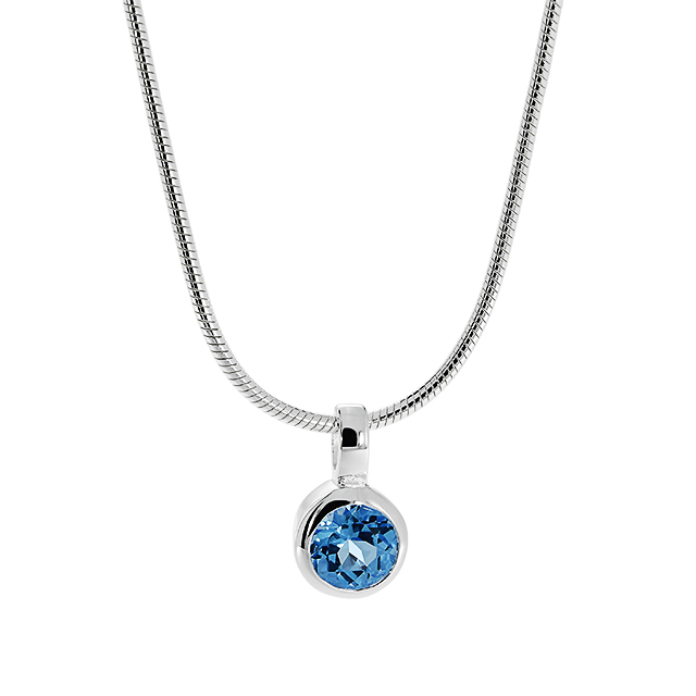 Anhänger Silber blauer Topas 5 mm rund fac
