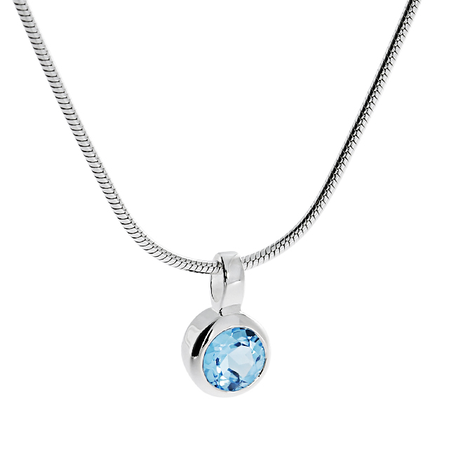 Anhänger Silber blauer Topas 5 mm rund fac