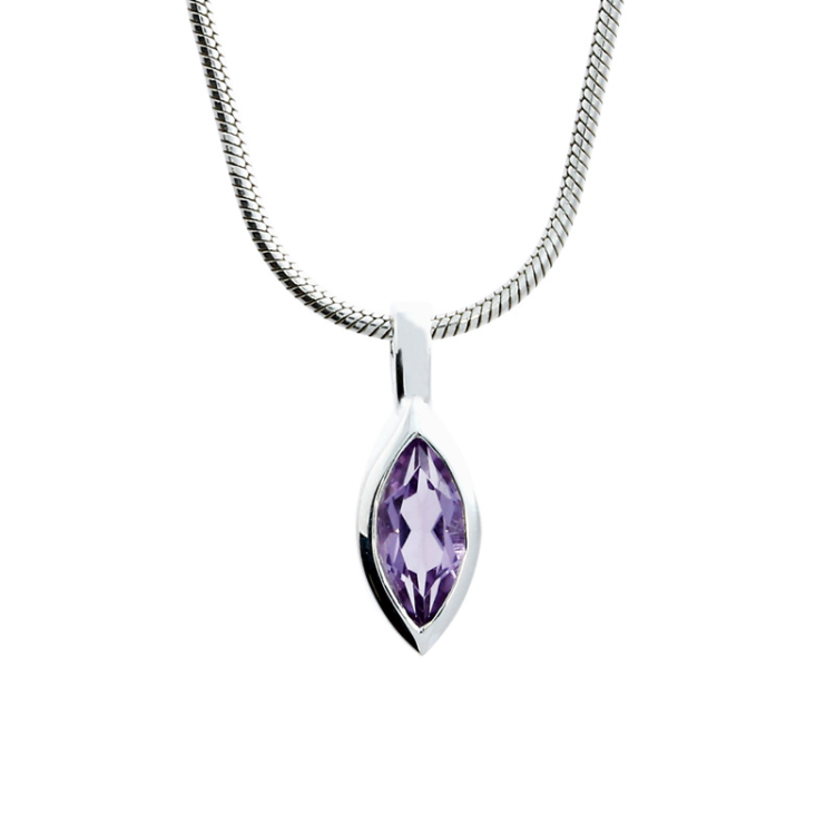 Pendant si amethyst nav fac 6 x4 incl chain