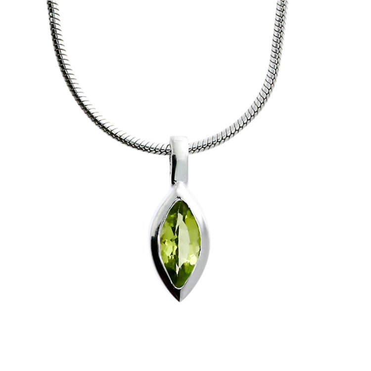 Pendant si peridot nav fac 6 x4mm incl chain