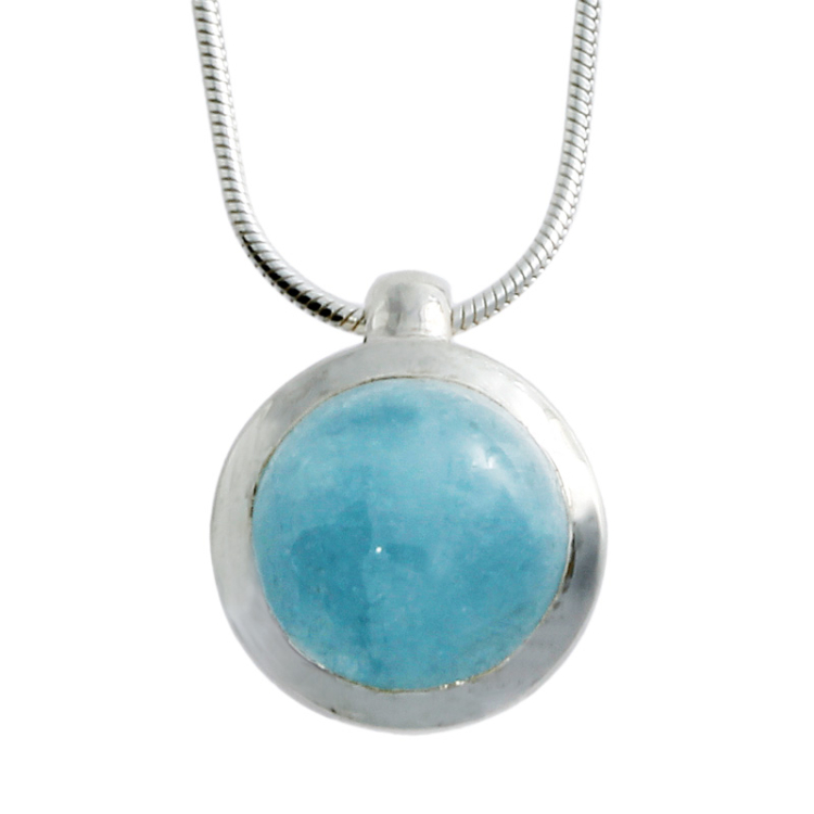 Pendant si aquamarine 12 mm cab