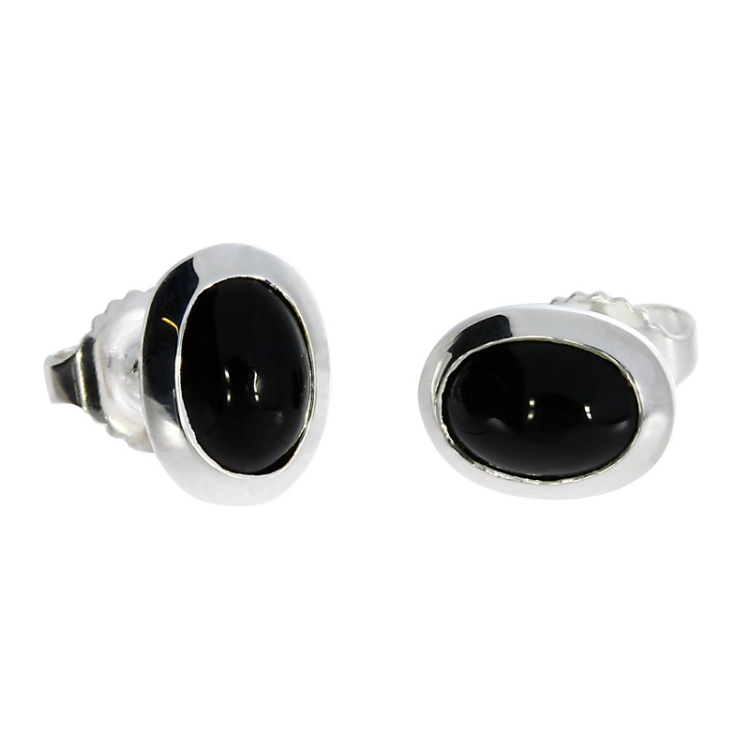 Stud earrings si onyx oval 7 x 5 mm cab