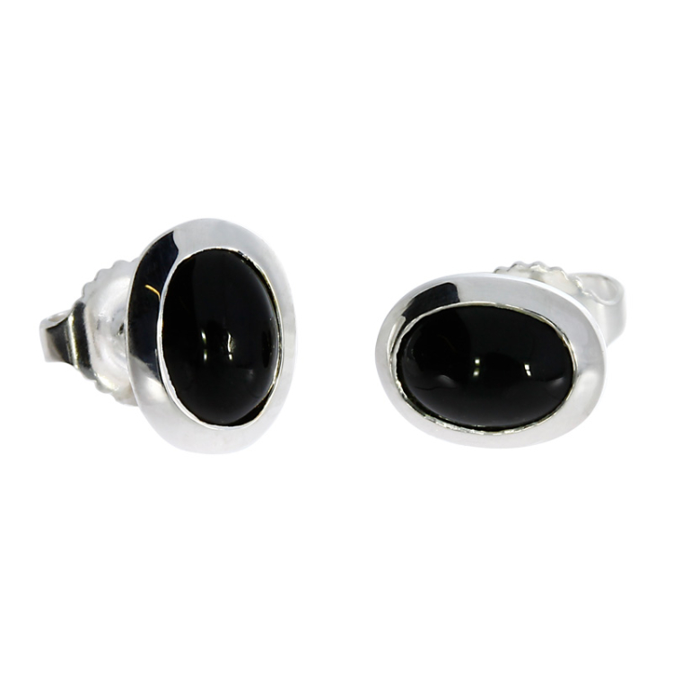 Ohrstecker si Onyx oval 7 x 5 mm cab