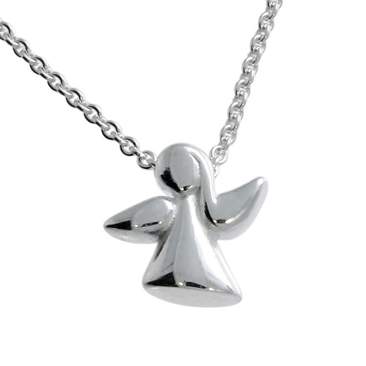 Guardian angel mini 925 silver rhodium plated incl. anchor chain  