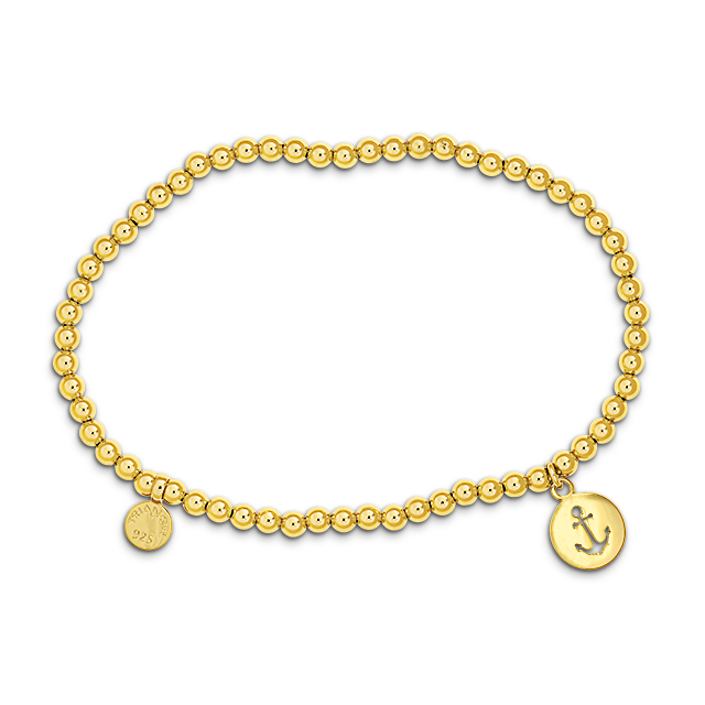Armband Kugeln 3 mm Silber vergoldet 0,25 micro  Anker Silhuette