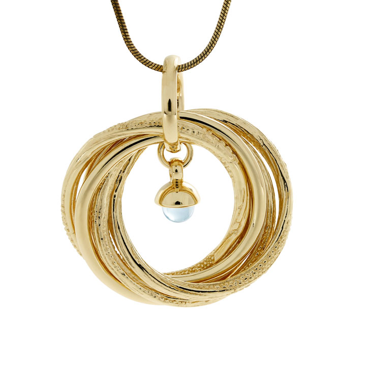 Pendant si/gold plated Strandcores  Blue topaz 5 mm cab