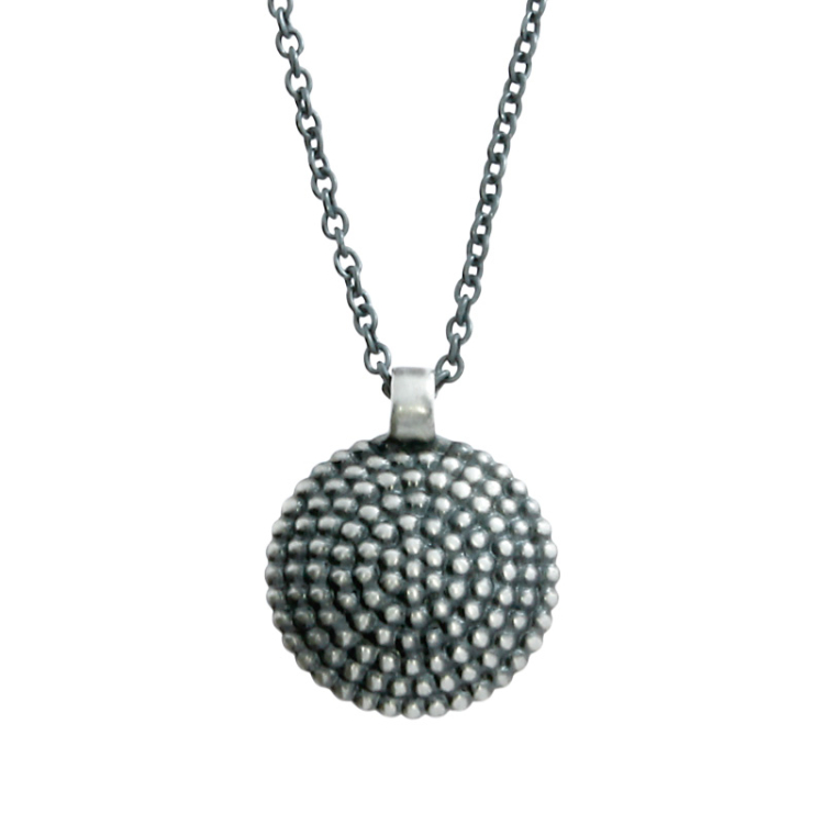 Pendant Dots Mini 13 mm silver oxidised incl. anchor chain 42 cm