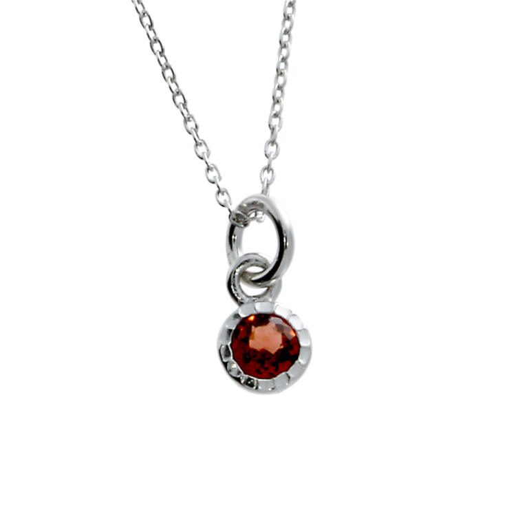 Pendant silver rhodium-plated garnet incl. anchor chain 42 cm