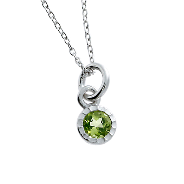 Pendant silver rhodium plated Peridot incl. anchor chain 42 cm