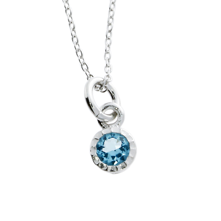 Pendant silver rhodium plated blueTopaz  incl. anchor chain 42 cm