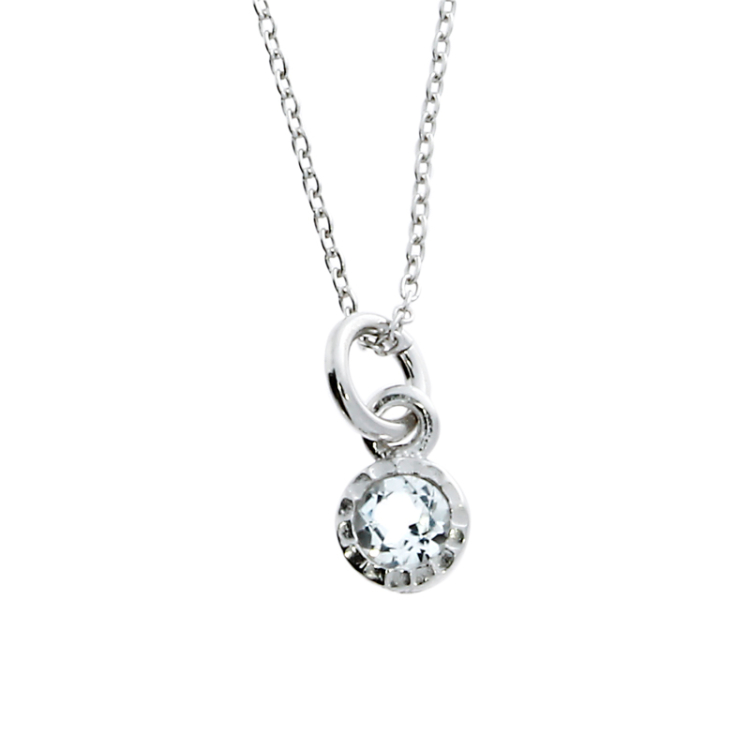 Pendant silver rhodium plated white topaz incl. anchor chain