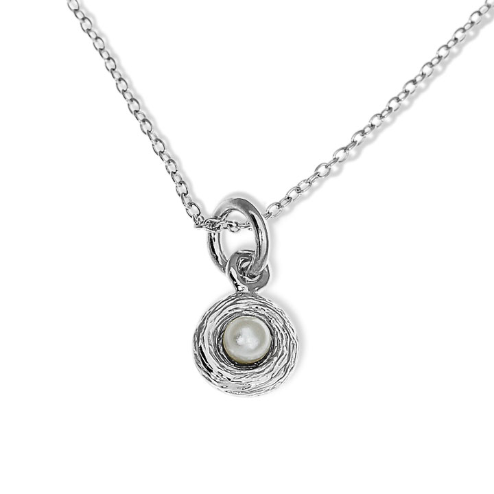 Pendant silver-rhod. withpearl incl. anchor chain