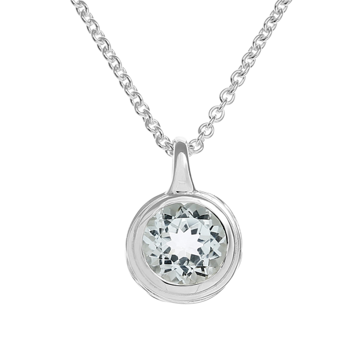 Pendant silver Crease white topaz 8 mm round fac incl. anchor chain