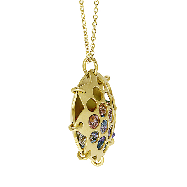 Anhänger Silber Goldplattiert mit Synth Steinen inkl. Ankerkette