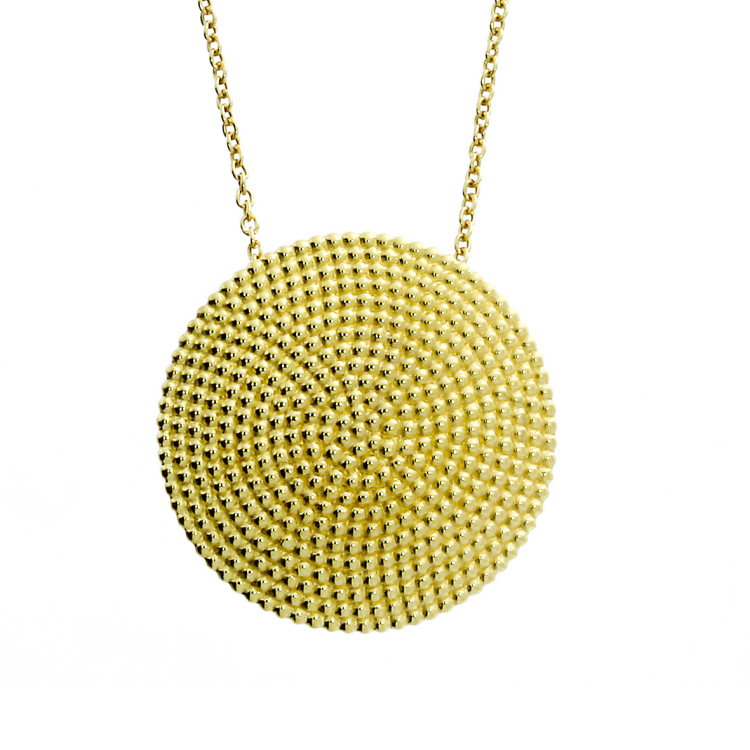 Pendant silver dots 20 mm yellow gold plating incl. chain 42 cm