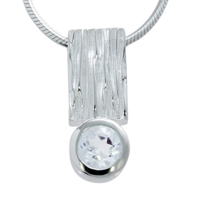 Pendant crease silver white topaz 5 mm fac incl. chain 42 cm