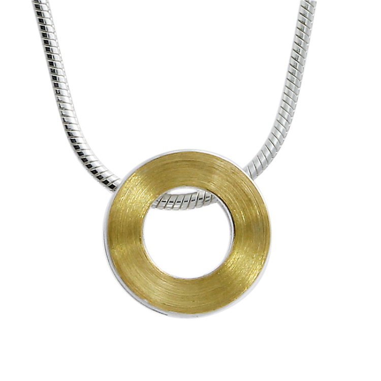 Pendant silver with fine gold incl. chain 42 cm