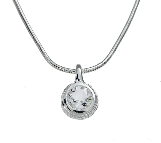 Pendant silver Crease Blossom white topaz 5 mm fac incl. chain 42 cm