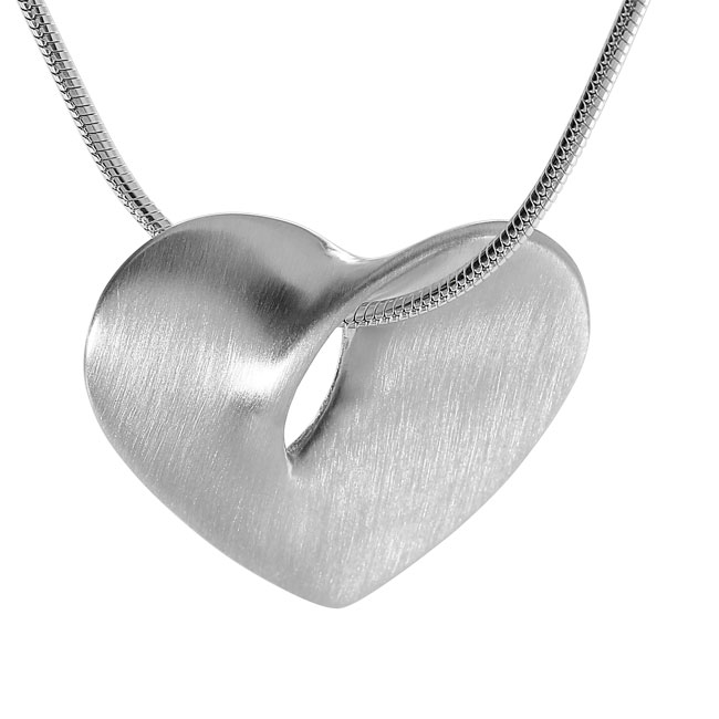 Pendant silver heart turned 23mm incl. chain 42 cm