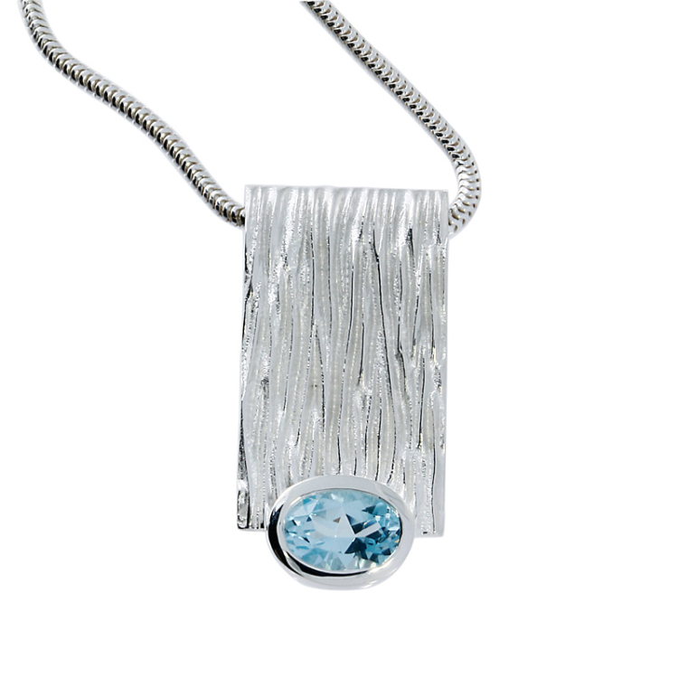 Pendant crease silver blue topaz fac incl. chain 45 cm