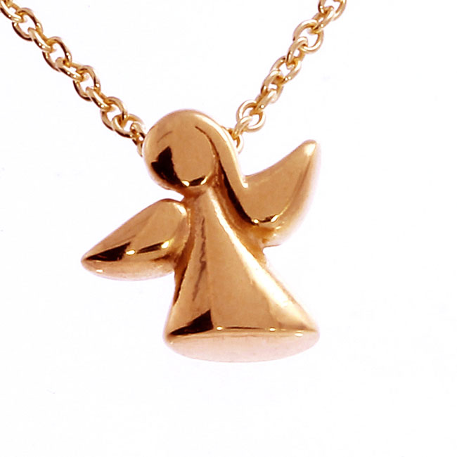 Pendant guardian angel silver rose gold plating mini 10 mm incl. chain 42 cm