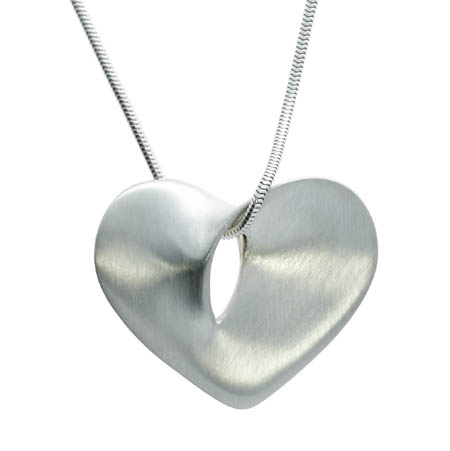 Heart silver turned 35 mm incl. chain 45 cm