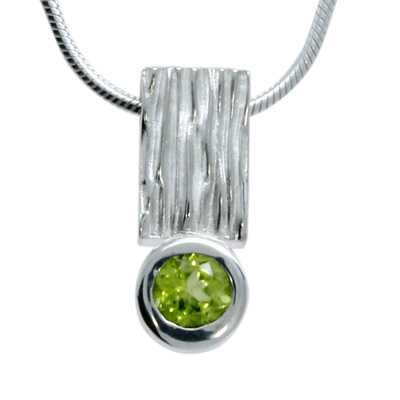 Pendant silver crease peridot 5 mm fac incl. chain