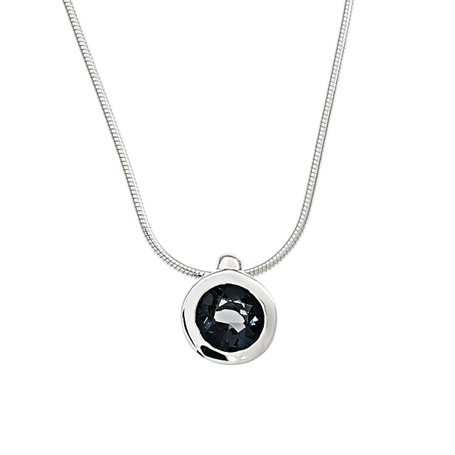 Anhänger Silber Sky blue Topas rund 7 mm  inkl. Schlangenkette 1.1 mm Länge 45 cm