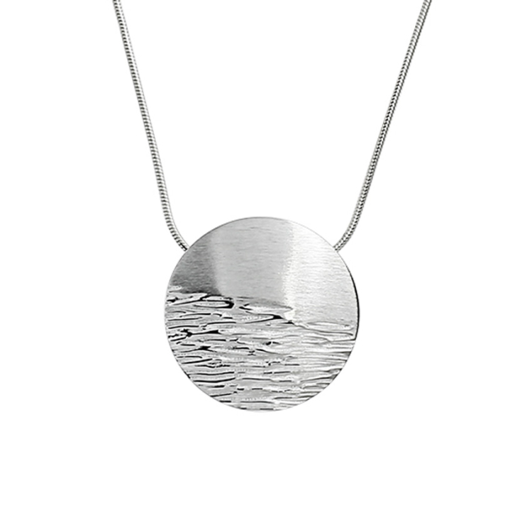 Pendant Crease silver 24 mm  incl. snake chain 42 cm