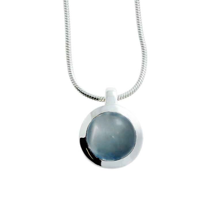 Pendant silver moonstone round 9 mm incl. snake chain 42 cm