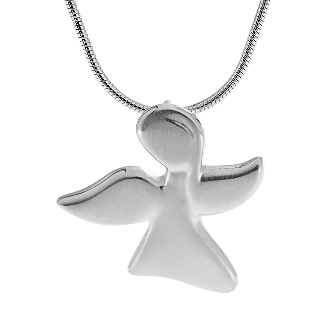 Pendant small guardian angel silver light 20 mm incl. snake chain 45 cm