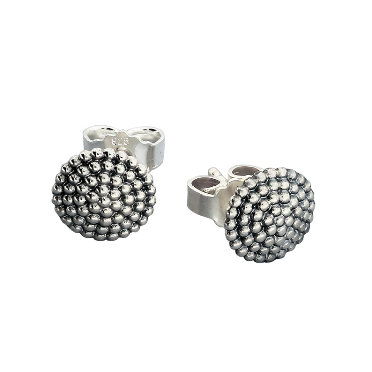 Stud earrings Dots No.2 silver oxidised 8 mm Collection Dots
