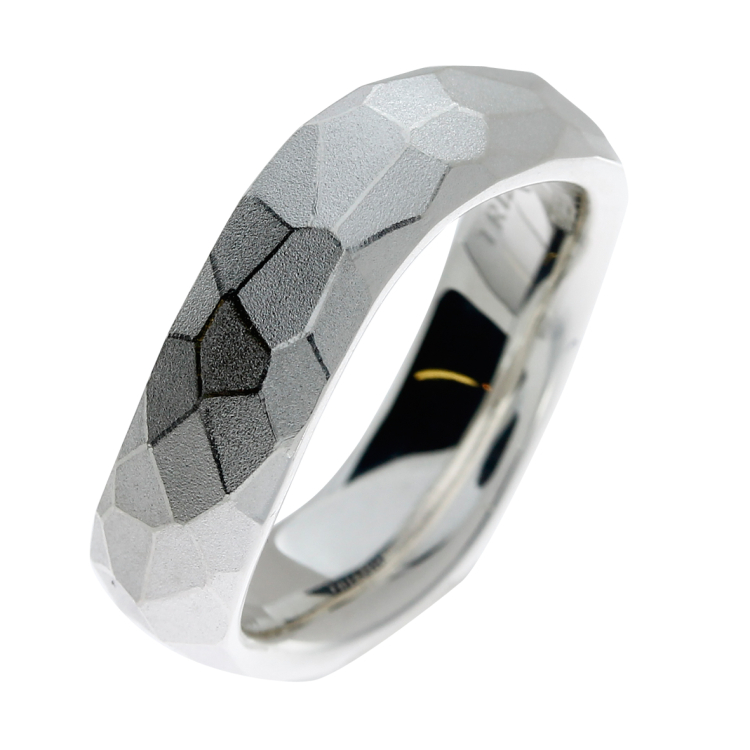 Ring hammered wave silver 6 mm Hammerschlag Collection