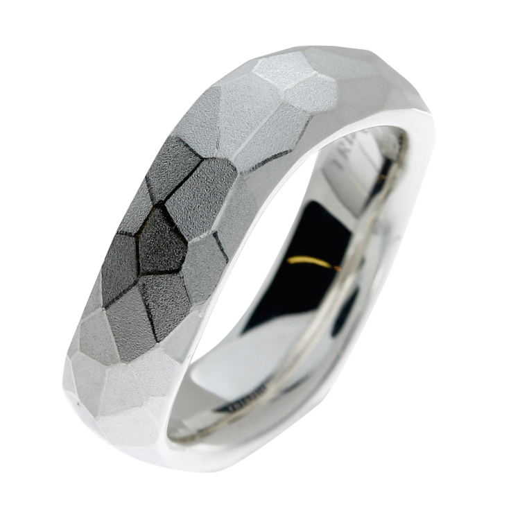 Ring hammered shaft silver 6 mm Hammerschlag Collection