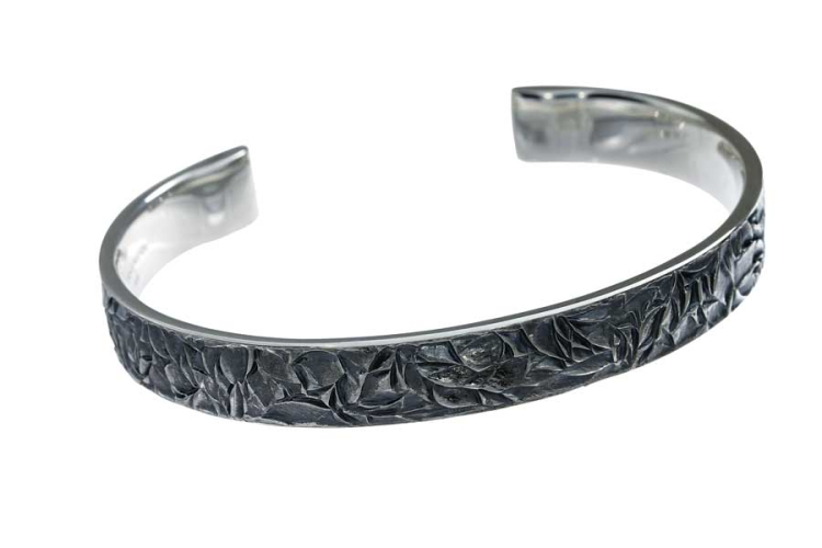 Bangle Leaves silver light oxidised 10 mm Collection Leaves