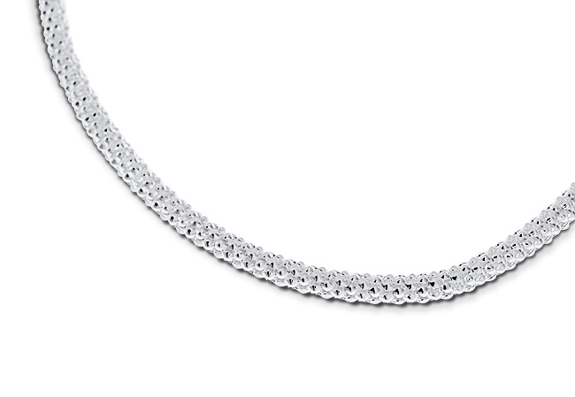 Himbeerkette Silber 5 mm Duchmesser  Länge 45 cm mit Karabiner