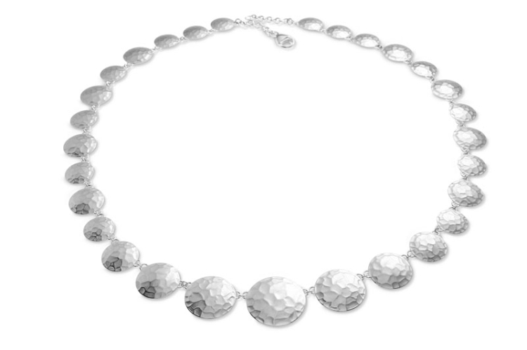 Collier Silber Hammerschlag  Länge 45 cm mit Verlängerung