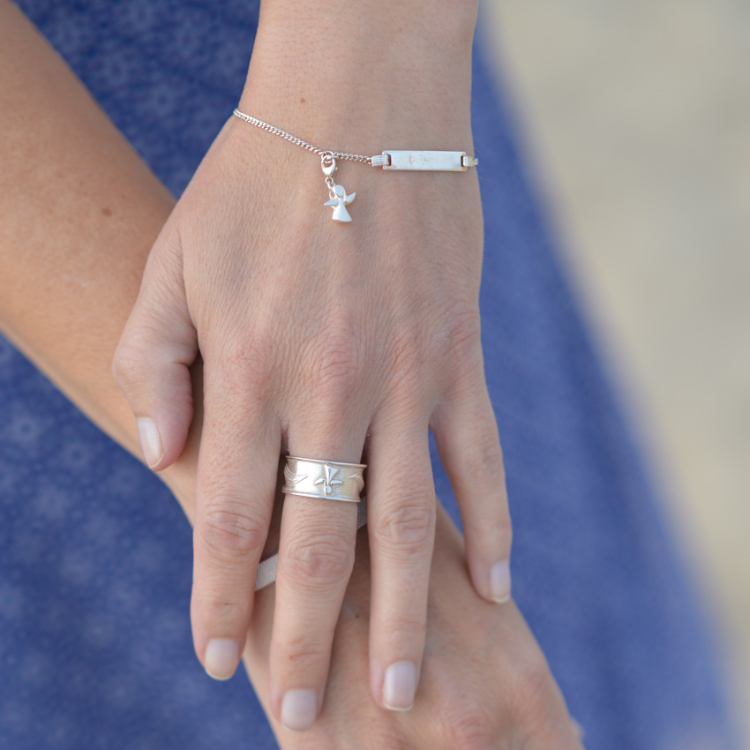 Ident bracelet silver with mini angel