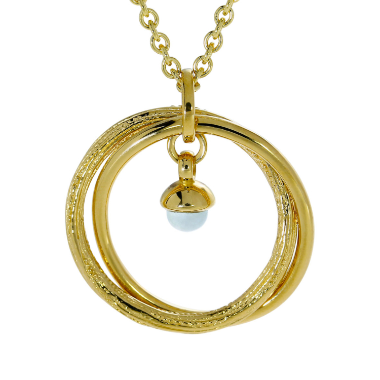 Pendant Strandcores silver gold plated double circles Mini Acorn Aquamarine