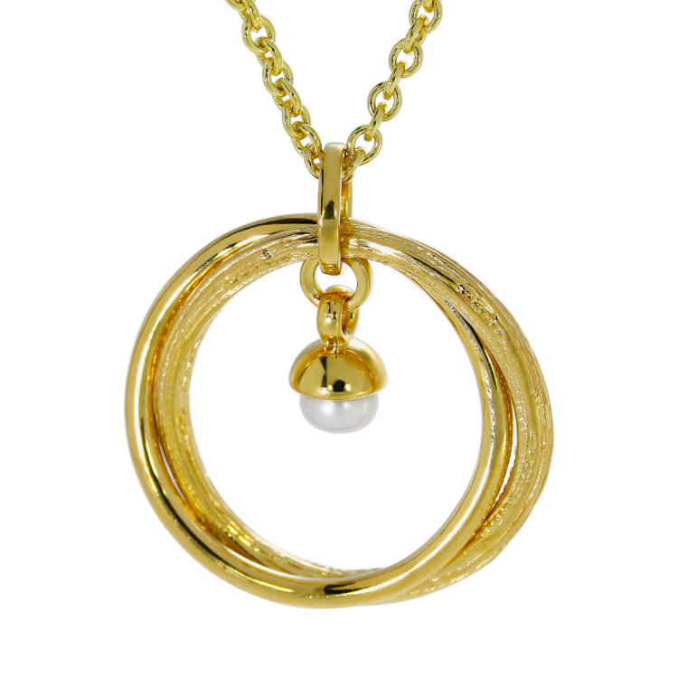 Pendant Strandcores silver gold plated double circles Mini acorn pearl