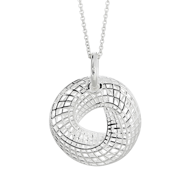 Anhänger Gitternetz Silber hell 24 mm ohne Ankerkette