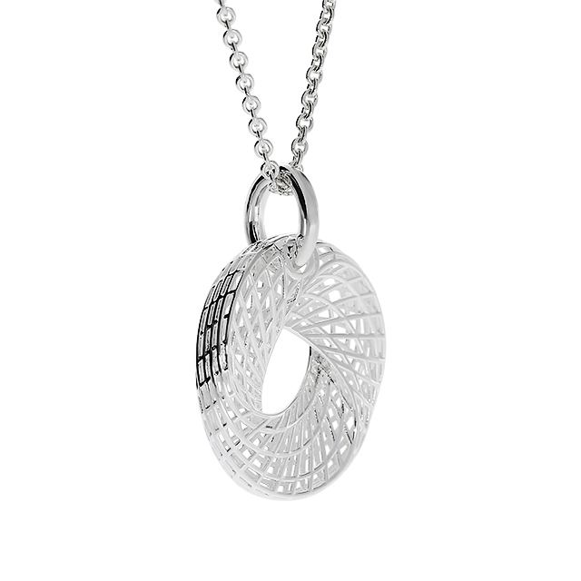 Anhänger Gitternetz Silber hell 24 mm ohne Ankerkette