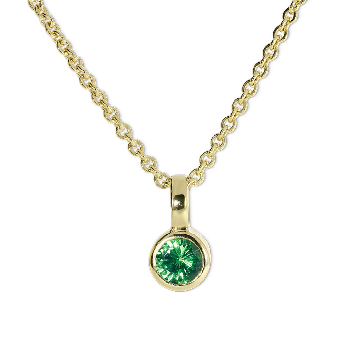 Pendant 585 yellow gold Tsavorith 3.5 mm fac  without chain 