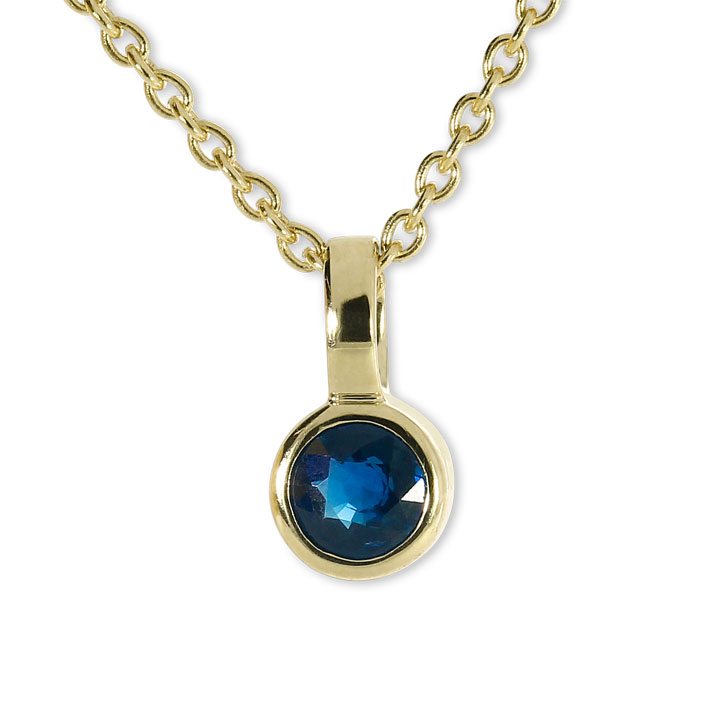 Pendant 585 gold sapphires 3,5 mm fac  without chain 
