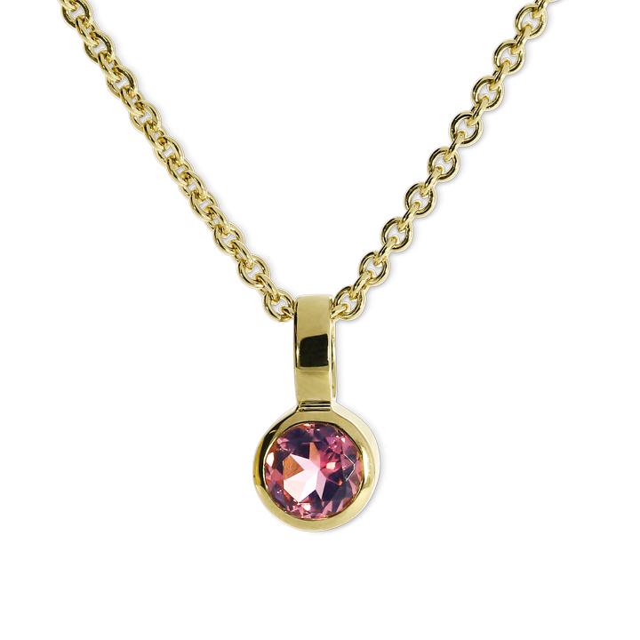 Pendant 585 yellow gold pink tourmaline 3,5 mm fac  without chain 