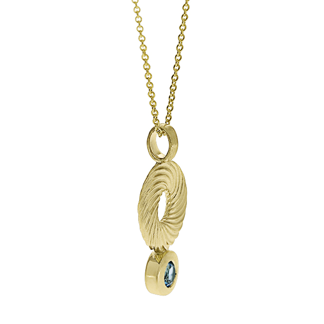 Pendant Waves 585 gold blue topaz 3 mm fac without chain