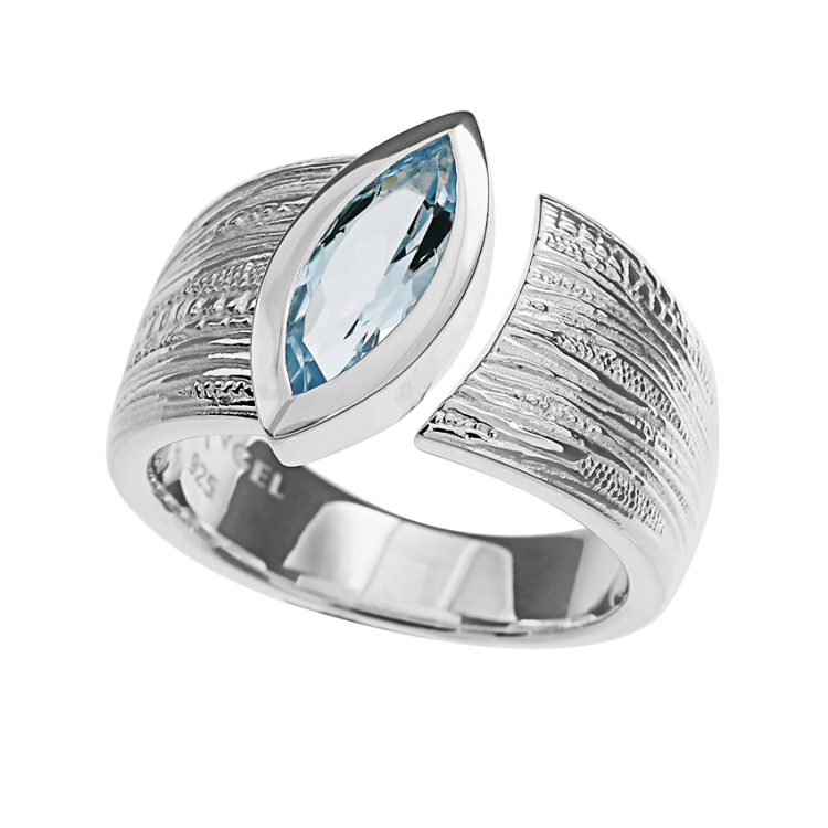 Ring Silber Strandcores blauer Topas 13 x 5 nav Ring Size 52